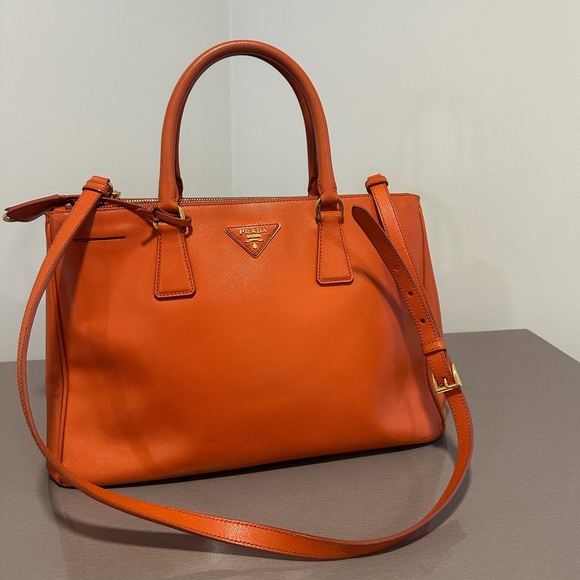 Prada Handbags - Prada Vibrant Orange Leather Satchel